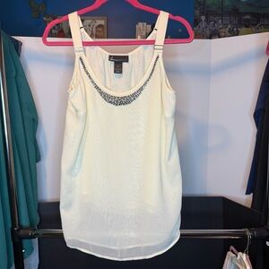 Lane Bryant Size 20 Cream Rhinestone Neckline Tank Top Blouse